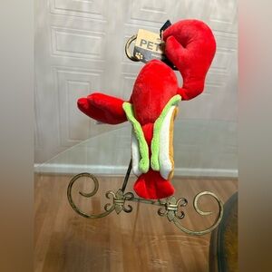 Giftable World 12" Lobster Dog Toy w/Squeaker & Crinkle, Red, Roll/ Hotdog New